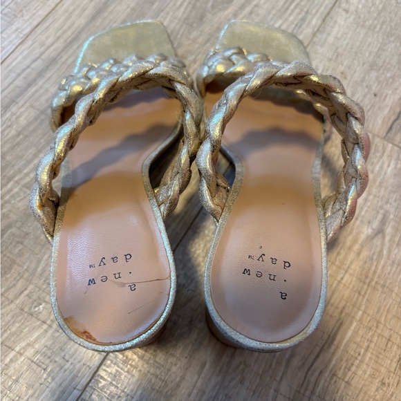 A New Day Metallic Gold Braided Heel Sandals - Women's - Picture 2 of 5